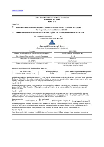 Thumbnail SmartFinancial (SmartBank) 10-Q Quarterly Report FY2021 