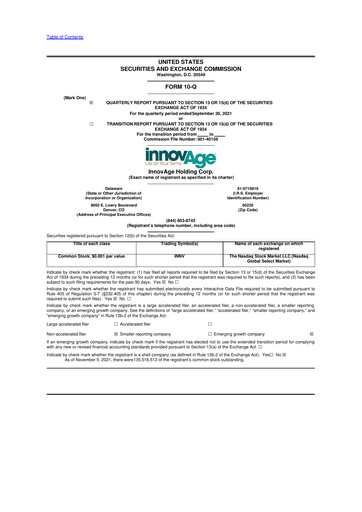 Miniature InnovAge 10-Q Rapport trimestriel 2022 