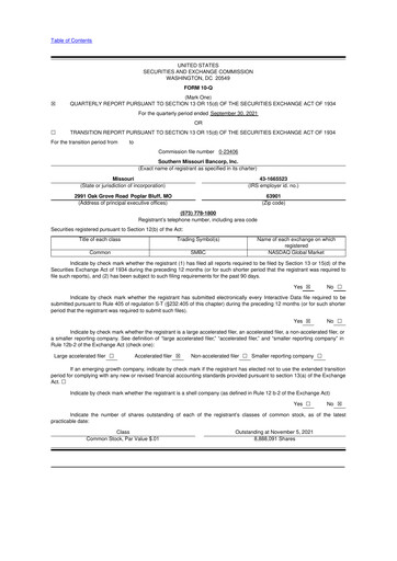 Thumbnail Southern Missouri Bancorp 10-Q Quarterly Report FY2022 