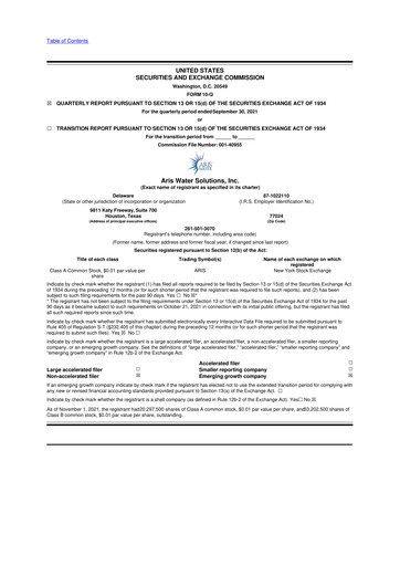 Thumbnail Aris Water Solutions 10-Q Quarterly Report FY2021 