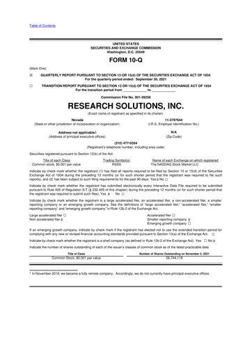 Miniature Research Solutions 10-Q Rapport trimestriel 2022 