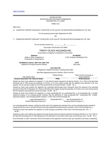 Thumbnail Trinity Place Holdings
 10-Q Quarterly Report FY2021 