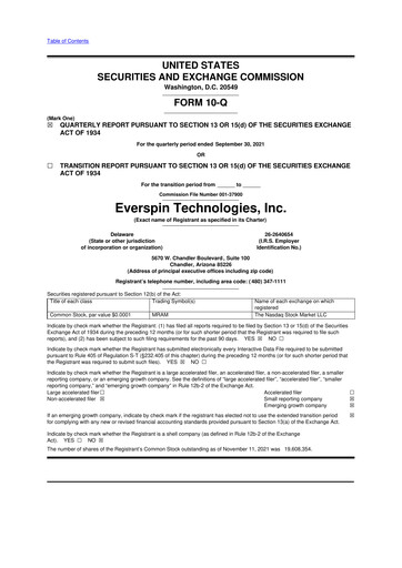 Thumbnail Everspin Technologies 10-Q Quarterly Report FY2021 