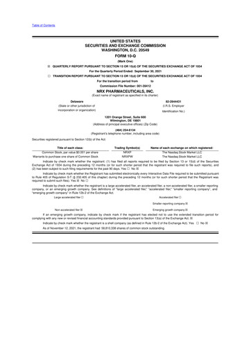 Thumbnail NRx Pharmaceuticals 10-Q Quarterly Report FY2021 