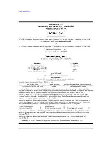 Thumbnail Immunome 10-Q Quarterly Report FY2021 