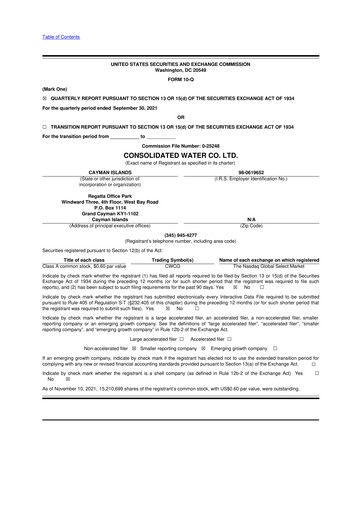 Thumbnail Consolidated Water 10-Q Quarterly Report FY2021 