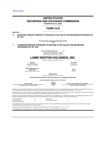 Thumbnail Lamb Weston 10-Q Quarterly Report FY2022 