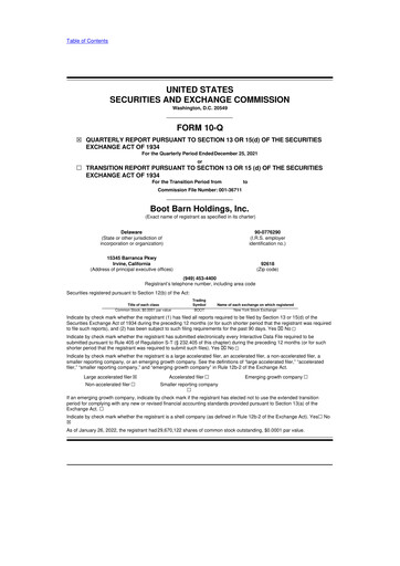 Thumbnail Boot Barn Holdings
 10-Q Quarterly Report FY2022 