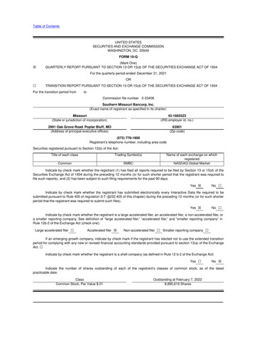 Thumbnail Southern Missouri Bancorp 10-Q Quarterly Report FY2022 
