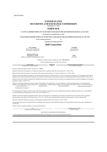 Thumbnail Ball Corporation
 10-K Annual Report 2021