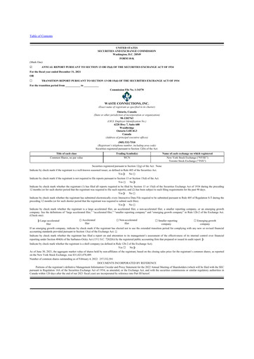 Thumbnail Waste Connections 10-K Annual Report 2021