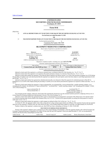 Thumbnail Blueprint Medicines
 10-K Annual Report 2021