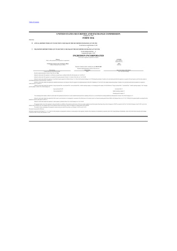 Thumbnail Ingredion 10-K Annual Report 2021