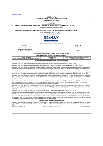 Thumbnail RE/MAX Holdings 10-K Annual Report 2021