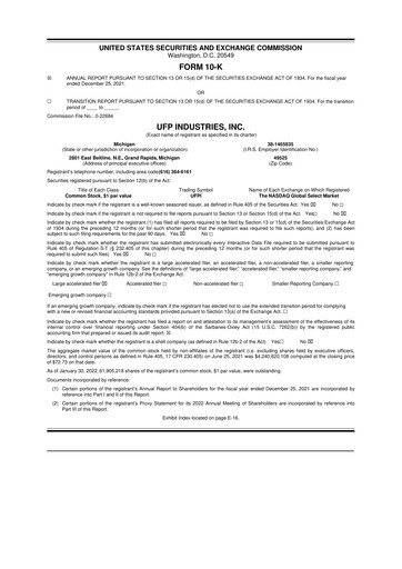 Vorschaubild UFP Industries
 10-K Jahresbericht 2021