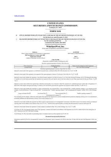 Thumbnail WideOpenWest 10-K Annual Report 2021