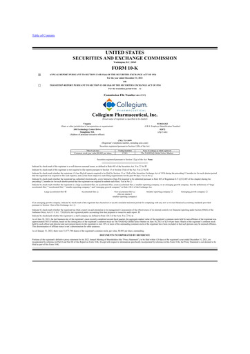 Thumbnail Collegium Pharmaceutical
 10-K Annual Report 2021