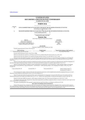 Thumbnail Xencor 10-K Annual Report 2021