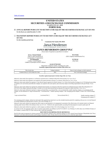 Thumbnail Janus Henderson
 10-K Annual Report 2021