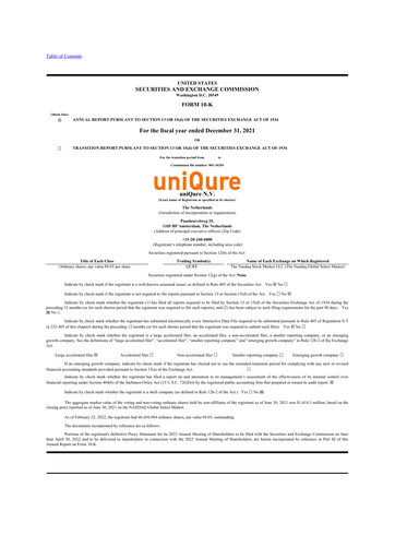 Thumbnail uniQure 10-K Annual Report 2021