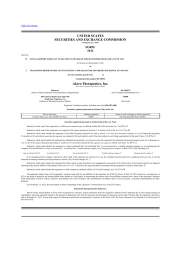 Thumbnail Akero Therapeutics 10-K Annual Report 2021