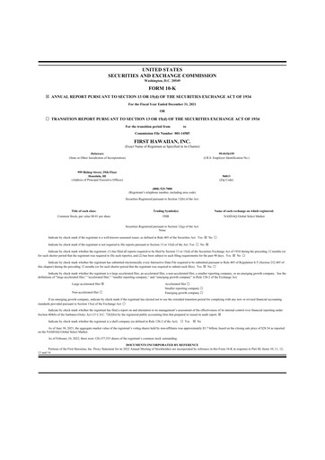 Miniature First Hawaiian Bank
 10-K Rapport annuel 2021
