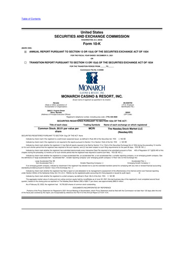 Thumbnail Monarch Casino & Resort 10-K Annual Report 2021
