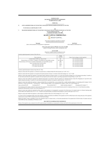 Miniature Ready Capital
 10-K Rapport annuel 2021