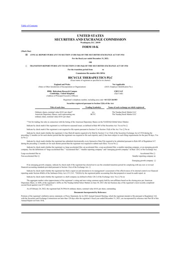 Thumbnail Bicycle Therapeutics 10-K Annual Report 2021