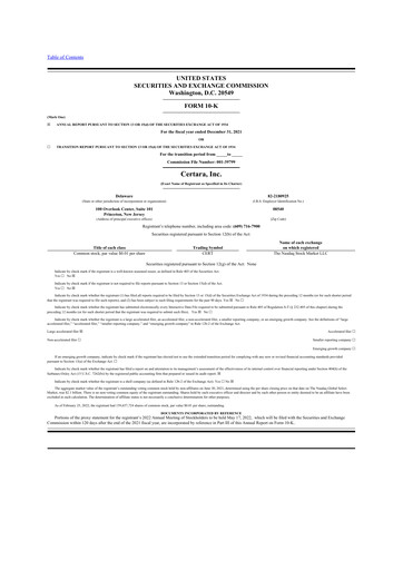 Thumbnail Certara 10-K Annual Report 2021