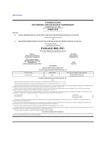 Thumbnail Passage Bio 10-K Annual Report 2021