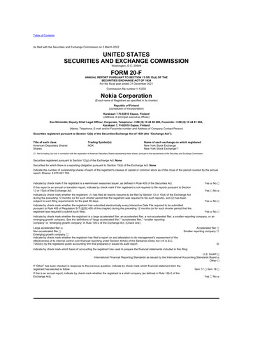 Miniature Nokia 20-F Rapport annuel 2021