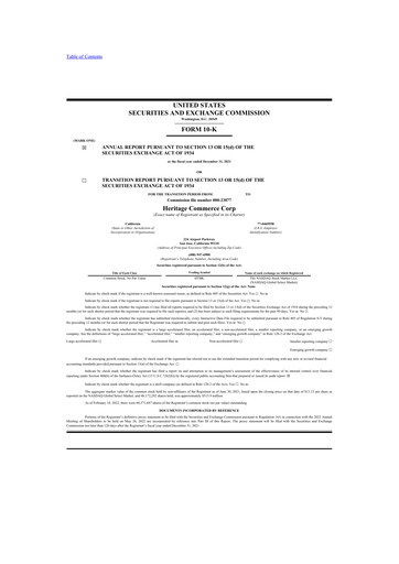 Thumbnail Heritage Commerce 10-K Annual Report 2021