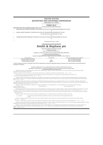 Miniature Smith & Nephew
 20-F Rapport annuel 2021