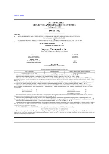 Thumbnail Voyager Therapeutics
 10-K Annual Report 2021