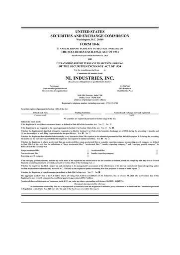 Thumbnail NL Industries 10-K Annual Report 2021