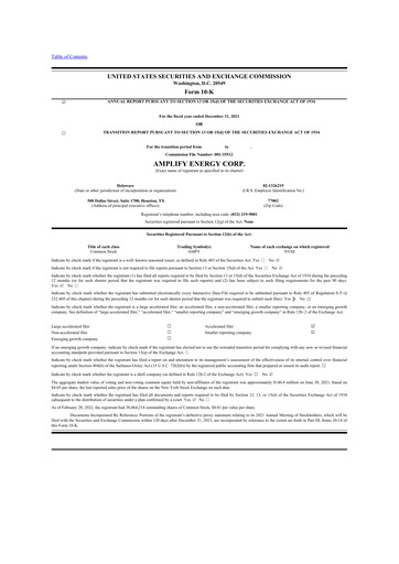 Thumbnail Amplify Energy
 10-K Annual Report 2021