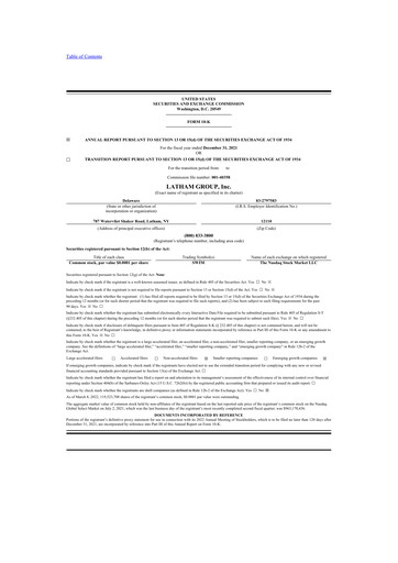 Vorschaubild Latham Group 10-K Jahresbericht 2021