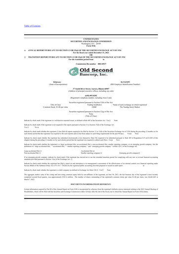 Thumbnail Old Second Bancorp 10-K Annual Report 2021
