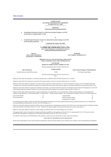 Miniature Capricor Therapeutics
 10-K Rapport annuel 2021