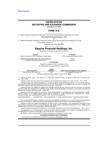 Thumbnail Esquire Financial Holdings 10-K Annual Report 2021