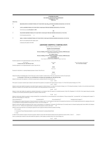 Thumbnail Ardmore Shipping
 20-F Annual Report 2021