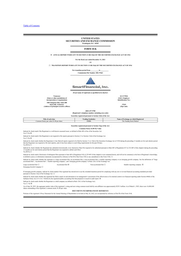 Vorschaubild SmartFinancial (SmartBank) 10-K Jahresbericht 2021