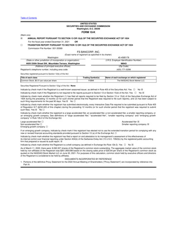 Thumbnail FS Bancorp 10-K Annual Report 2021
