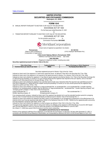 Thumbnail Meridian Corporation 10-K Annual Report 2021