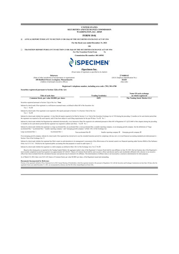 Thumbnail iSpecimen 10-K Annual Report 2021