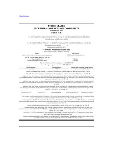 Thumbnail Milestone Pharmaceuticals
 10-K Annual Report 2021