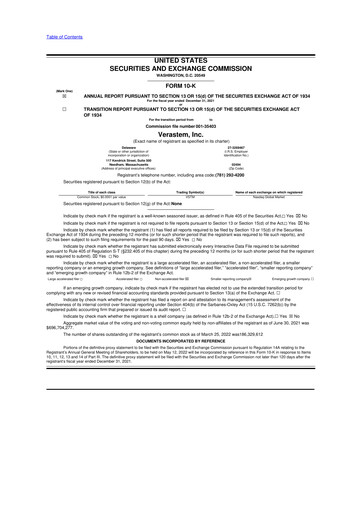 Thumbnail Verastem Oncology
 10-K Annual Report 2021