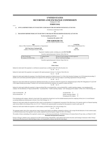 Thumbnail Kroger 10-K Annual Report 2021