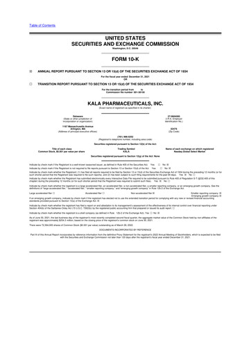 Thumbnail KALA BIO 10-K Annual Report 2021